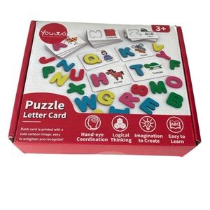 Alphabet Flash Cards Wooden Letter Puzzle Learning Matching Game